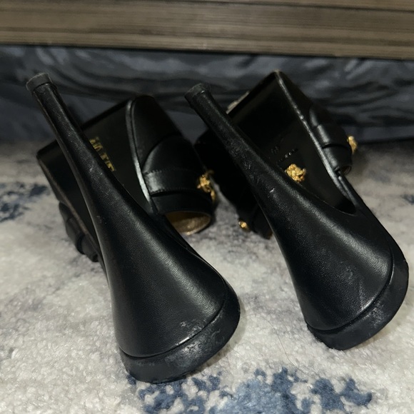 GIANNI VERSACE TRIBUTE MEDUSA BLACK LEATHER SLIDES HEELS Size 10 - Picture 9 of 13